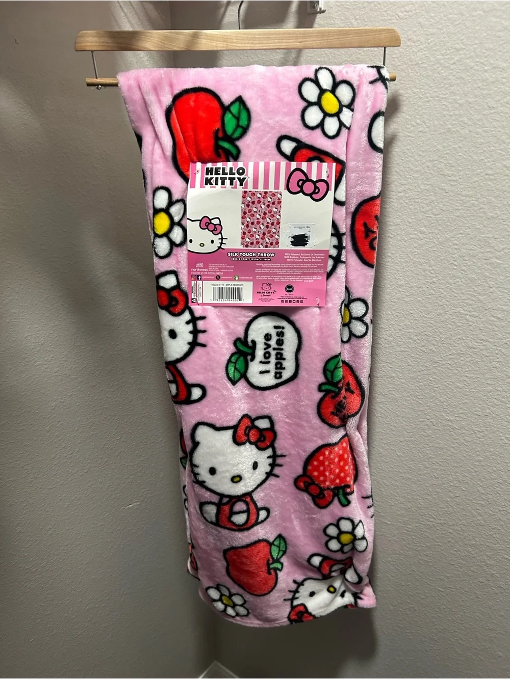 Hello Kitty Apple Plush Throw Blanket